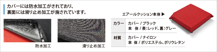 カバーには防水加工がされており、裏面には滑り止め加工が施されています。